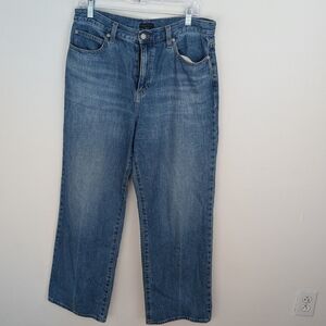Uniqlo wide straight high rise jeans medium wash size 31
